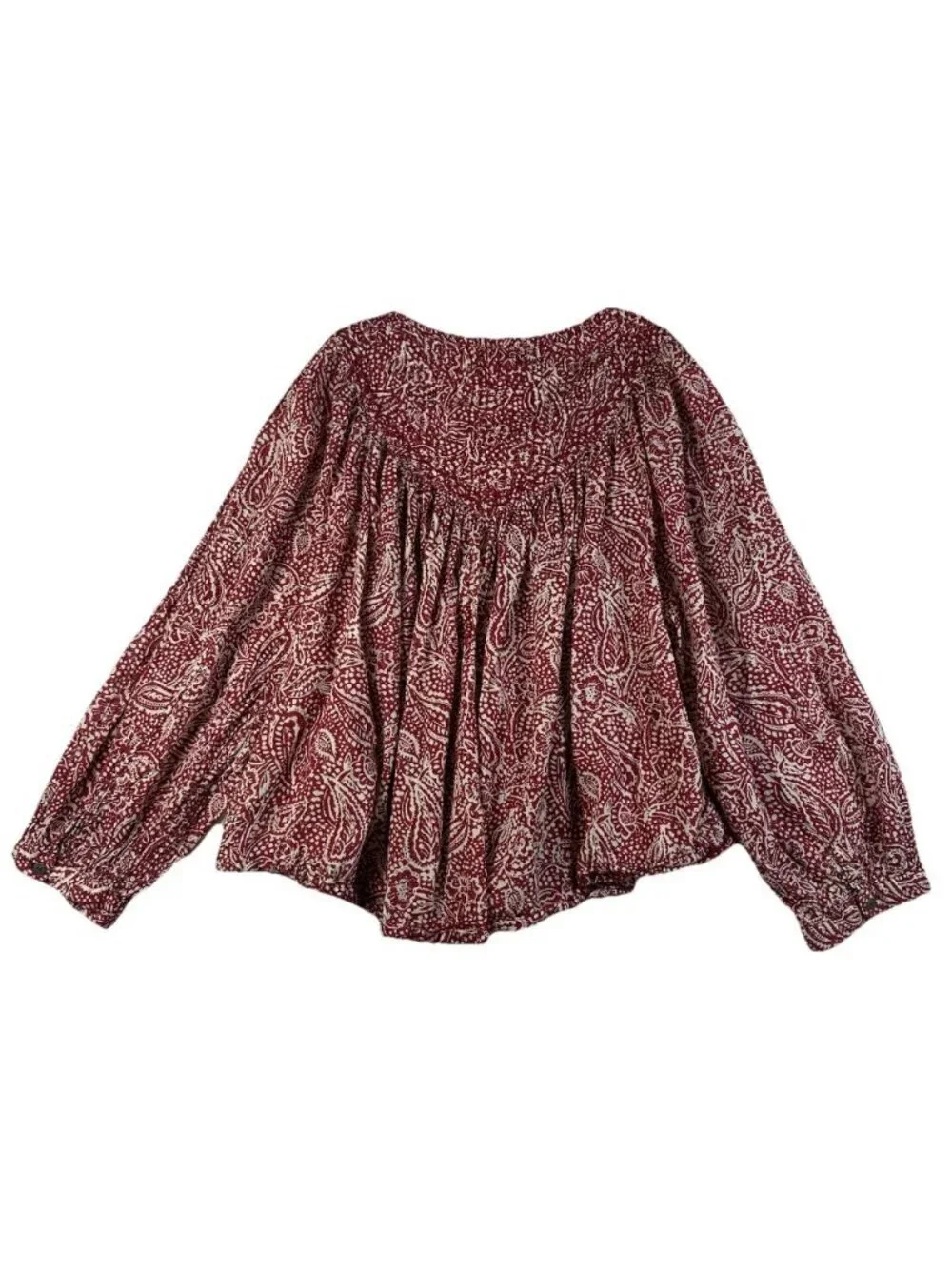 Free People Women's Size Small Cool Meadow Top Peasant Floral Oversized Red - Picture 3 of 13
